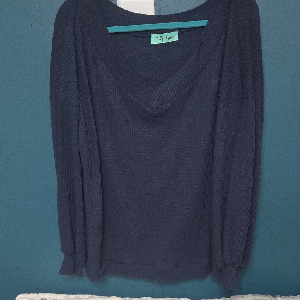 Lily Rose Deep Blue V-Neck Sweater